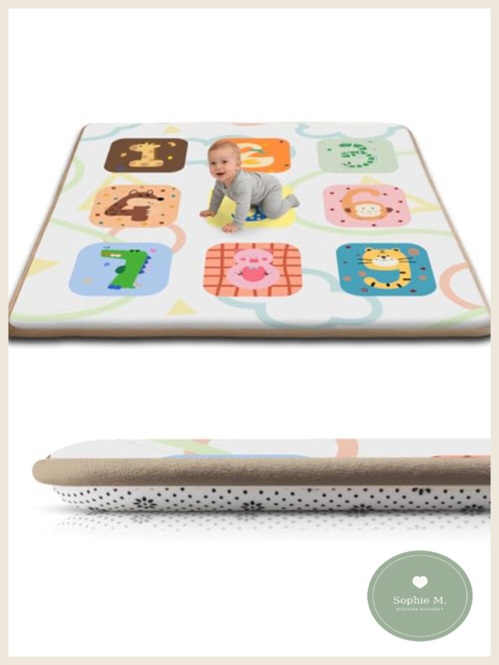 Baby Play Mat 1.3" Thick Coral Velvet Foam Tummy Time 50x50
